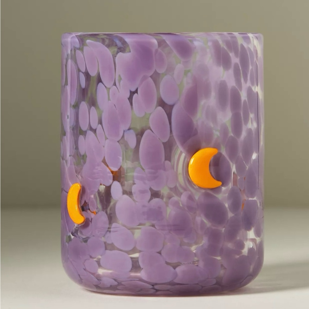 Anthropologie Halloween  Mystic Icon Juice Glass Moon Purple 17 Oz New